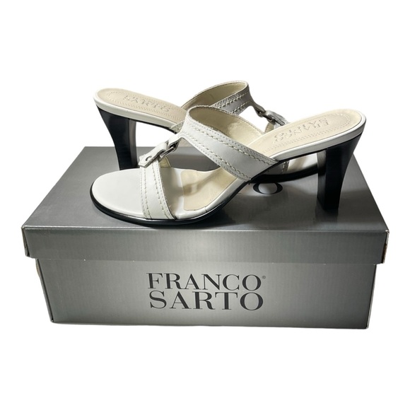 Franco Sarto Shoes - Franco Sarto White Calf Leather Sandals L- Dynamo Heel Womens US 6.5 M With Box